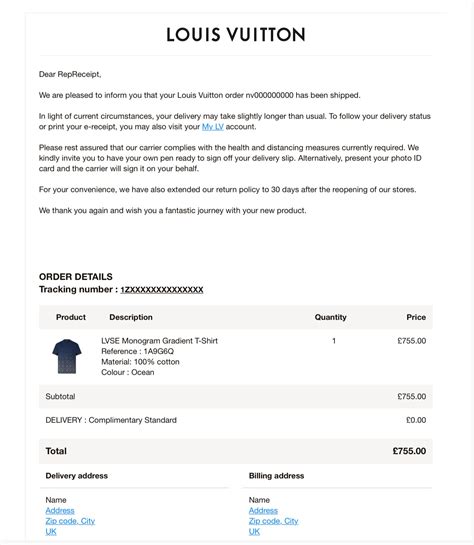louis vuitton confirmation email